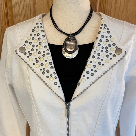 Ruby Rd. White Embellished Jean Jacket - Picture 3 of 8